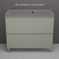 Style Line Тумба с кварцевой раковиной серый шелк Манхэттен 100 Plus эмаль олива матовая – фотография-2